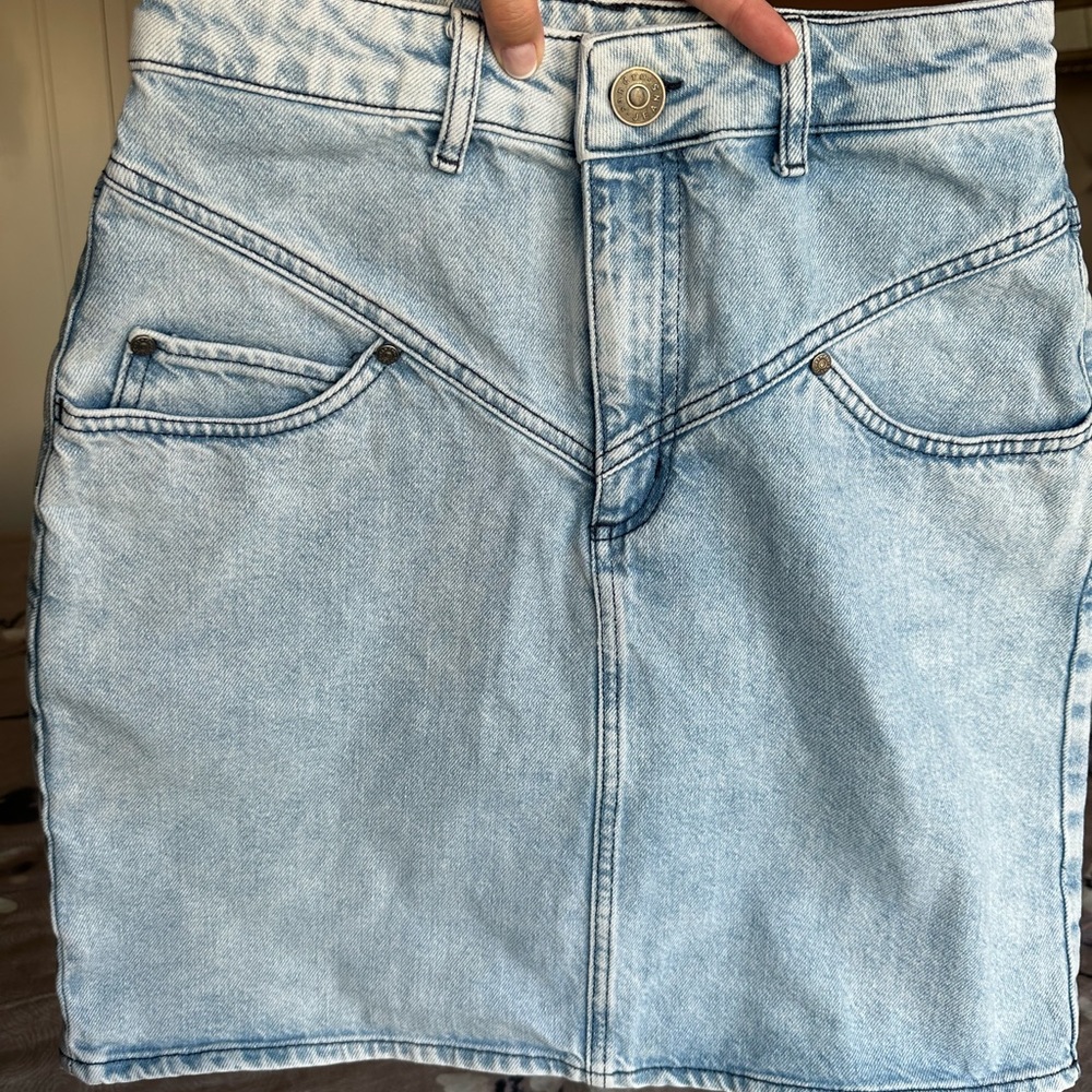 SOLD! Sandro Paris Mini Denim Skirt Size 2 Small - Picture 14 of 16